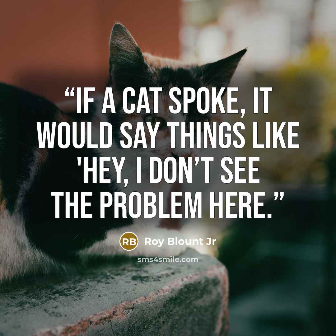 “If a cat spoke, it would say things like 'Hey, I don’t see the problem here.” quote by Roy Blount Jr