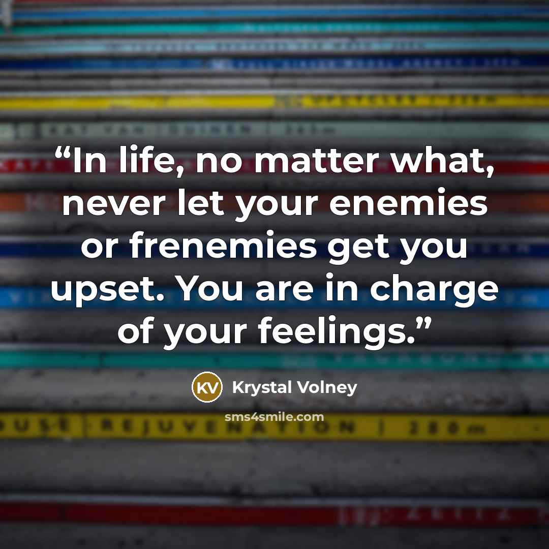 “In life, no matter what, never let your enemies or frenemies get you upset. You are in charge of your feelings.” quote by Krystal Volney