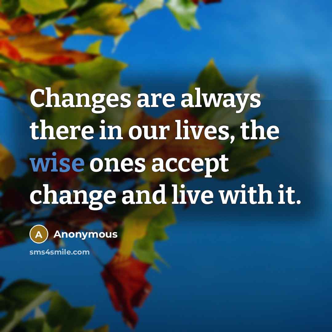 “Changes are always there in our lives, the wise ones accept change and live with it.” quote by Anonymous