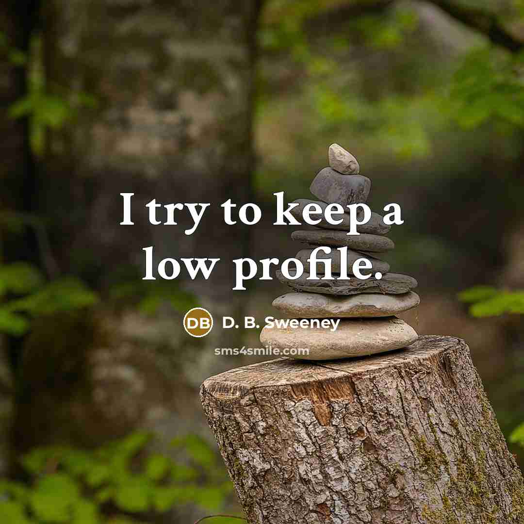 “I try to keep a low profile.” quote by D. B. Sweeney