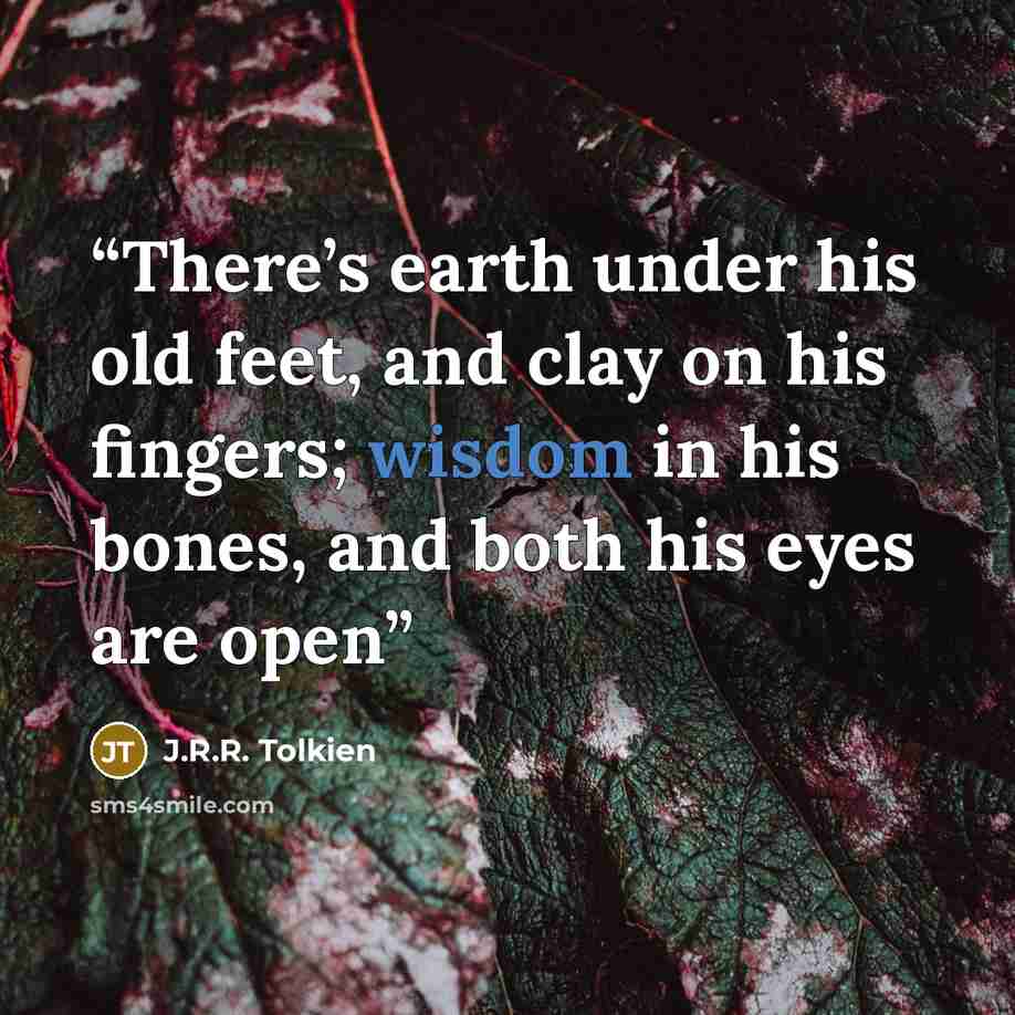 “There’s earth under his old feet, and clay on his fingers; wisdom in his bones, and both his eyes are open” quote by J.R.R. Tolkien