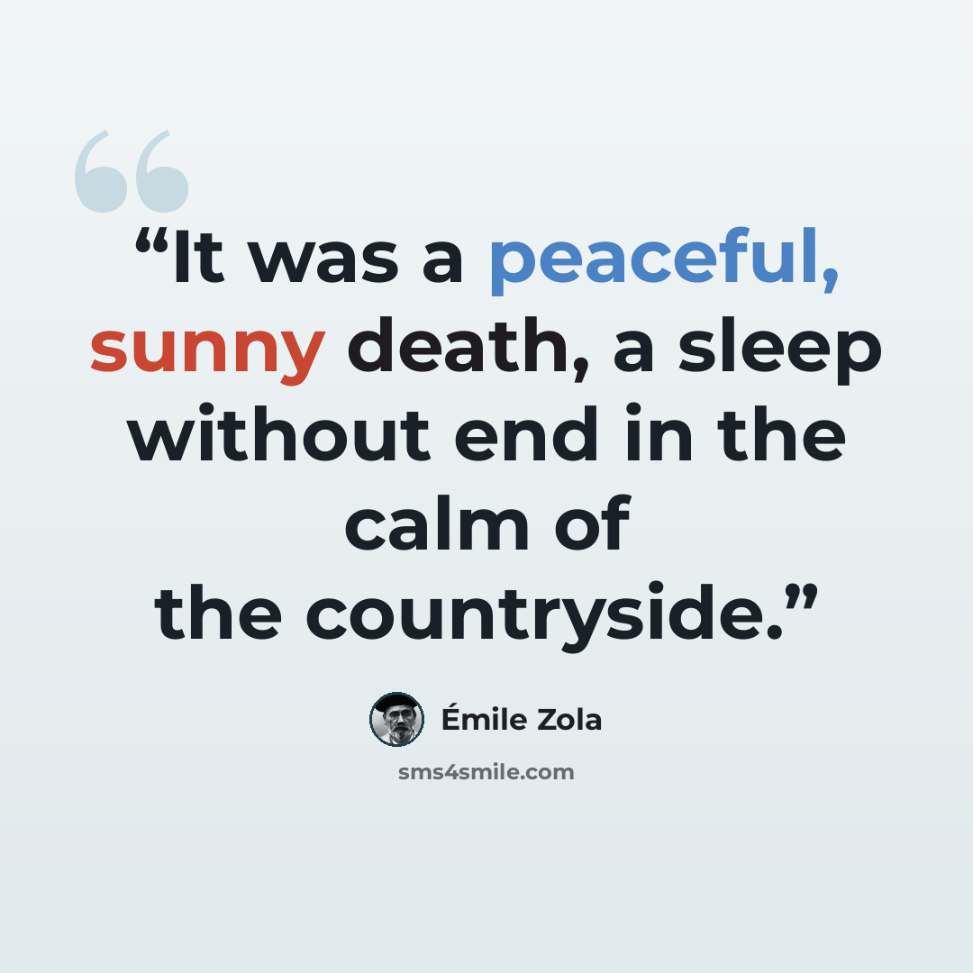 “It was a peaceful, sunny death, a sleep without end in the calm of the countryside.” quote by Émile Zola