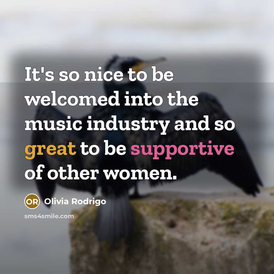 “It's so nice to be welcomed into the music industry and so great to be supportive of other women.” quote by Olivia Rodrigo