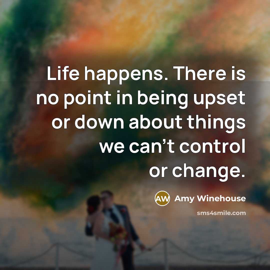 “Life happens. There is no point in being upset or down about things we can't control or change.” quote by Amy Winehouse