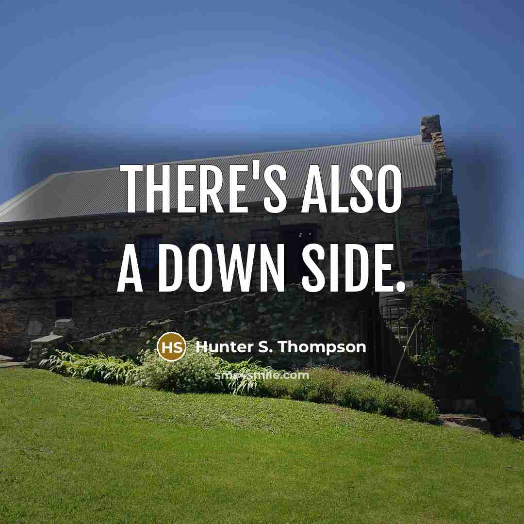 “There's also a down side.” quote by Hunter S. Thompson
