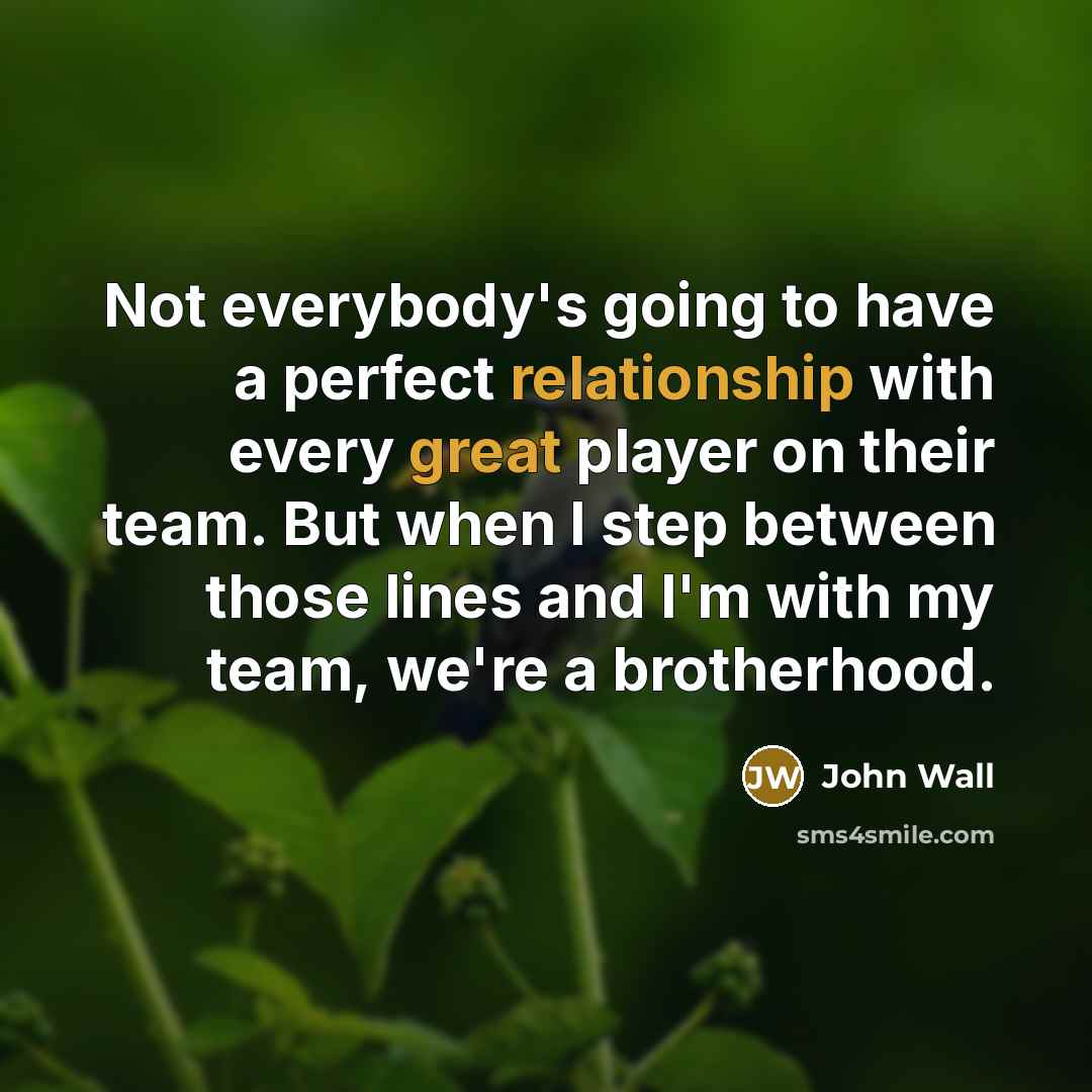 “Not everybody's going to have a perfect relationship with every great player on their team. But when I step between those lines and I'm with my team, we're a brotherhood.” quote by John Wall