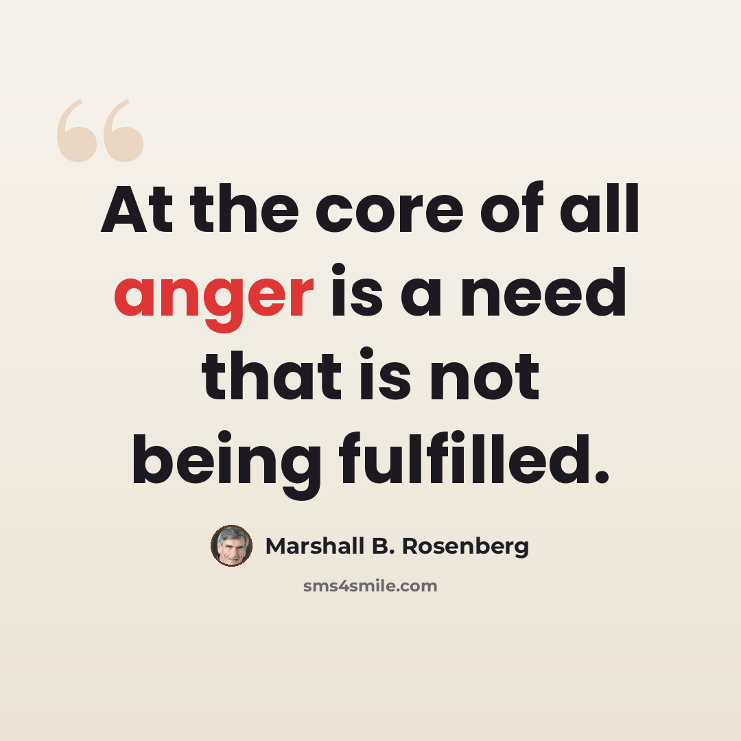 “At the core of all anger is a need that is not being fulfilled.” quote by Marshall B. Rosenberg