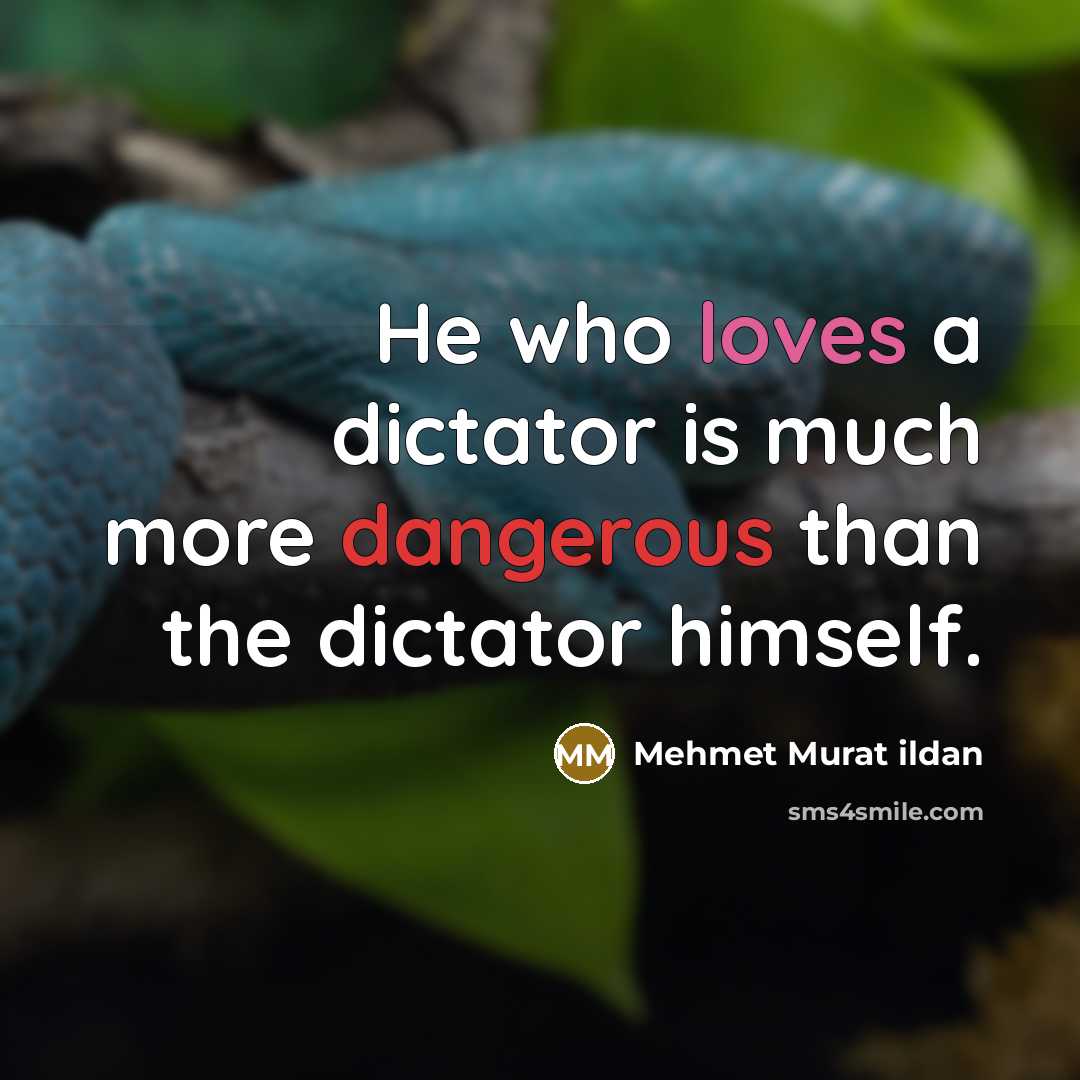 “He who loves a dictator is much more dangerous than the dictator himself.” quote by Mehmet Murat Ildan