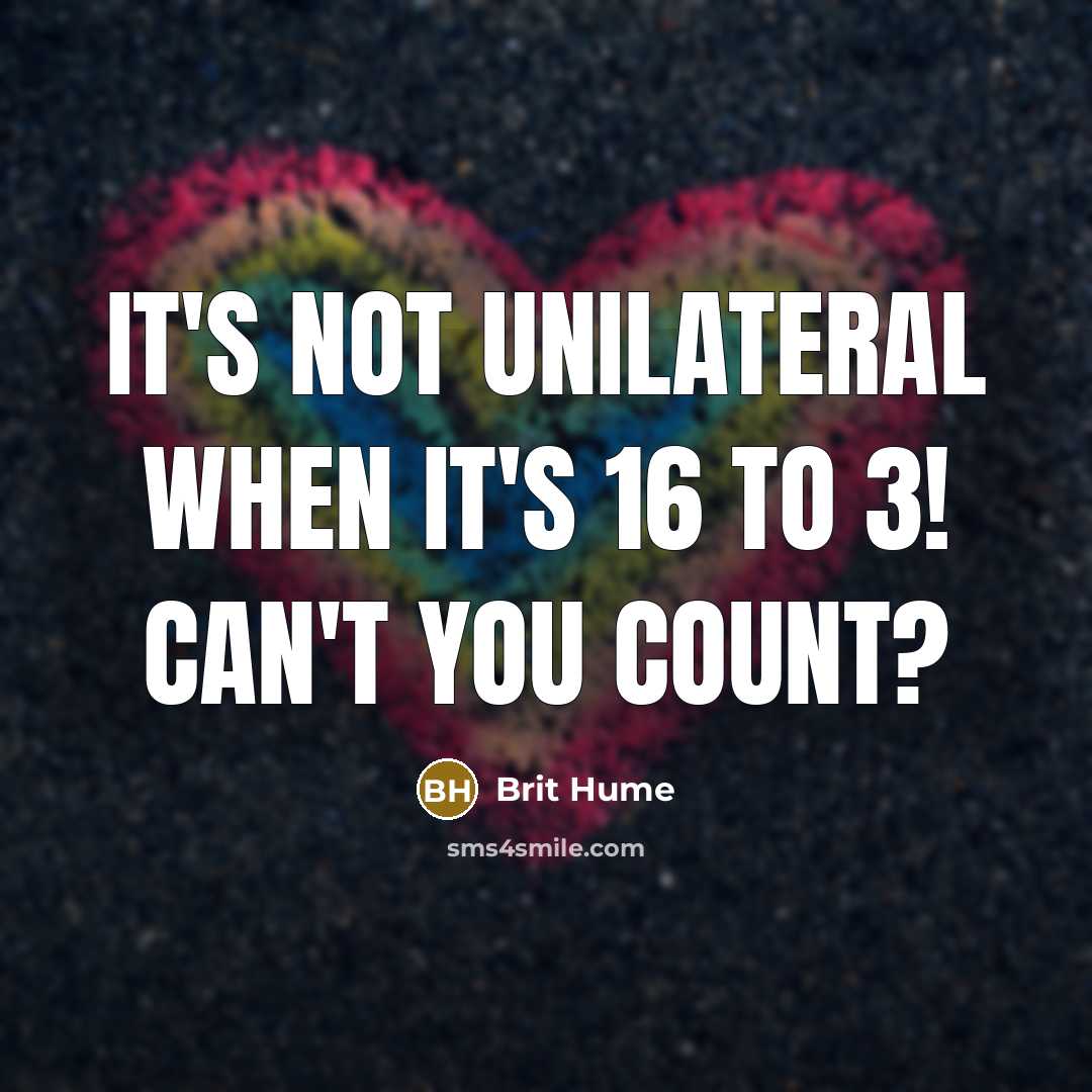 “It's not unilateral when it's 16 to 3! Can't you count?” quote by Brit Hume
