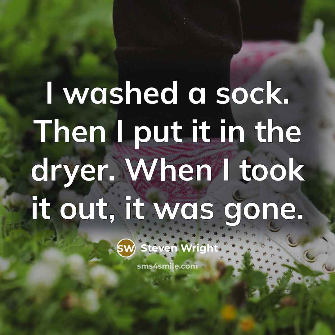 “I washed a sock. Then I put it in the dryer. When I took it out, it was gone.” quote by Steven Wright