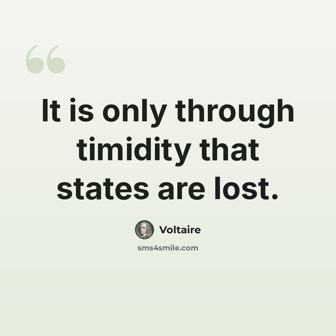 “It is only through timidity that states are lost.” quote by Voltaire