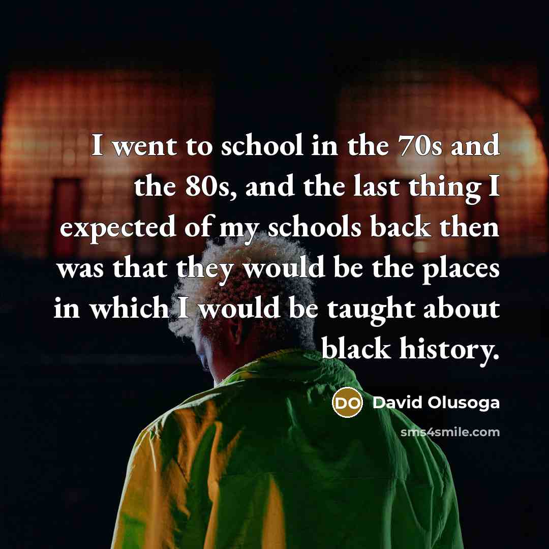 “I went to school in the 70s and the 80s, and the last thing I expected of my schools back then was that they would be the places in which I would be taught about black history.” quote by David Olusoga