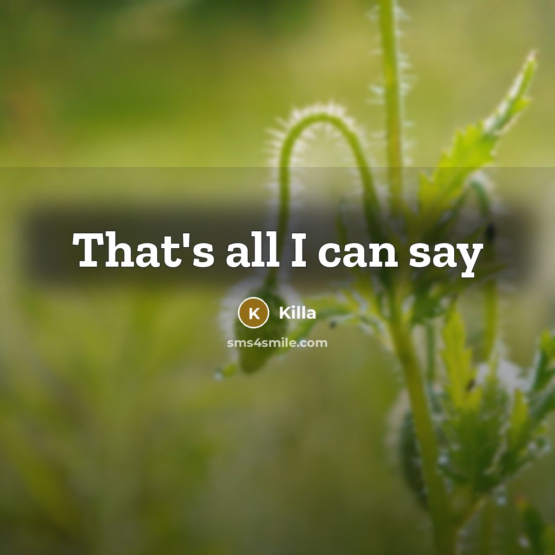 “That's all I can say” quote by Killa