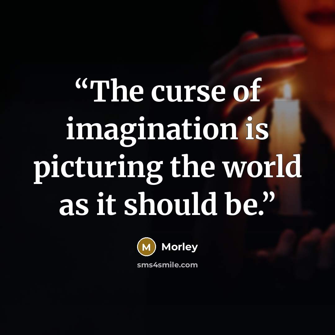 “The curse of imagination is picturing the world as it should be.” quote by Morley