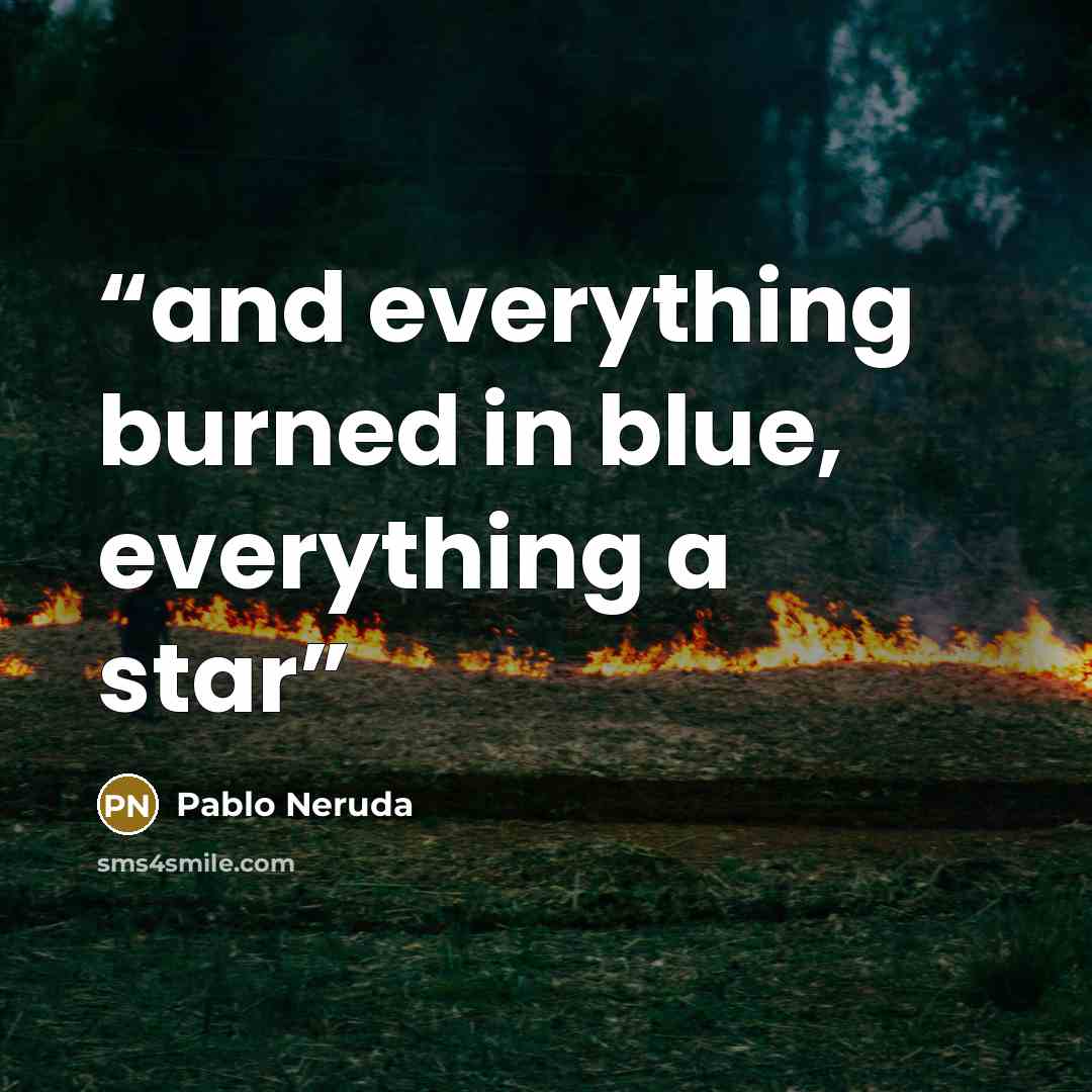 “and everything burned in blue, everything a star” quote by Pablo Neruda