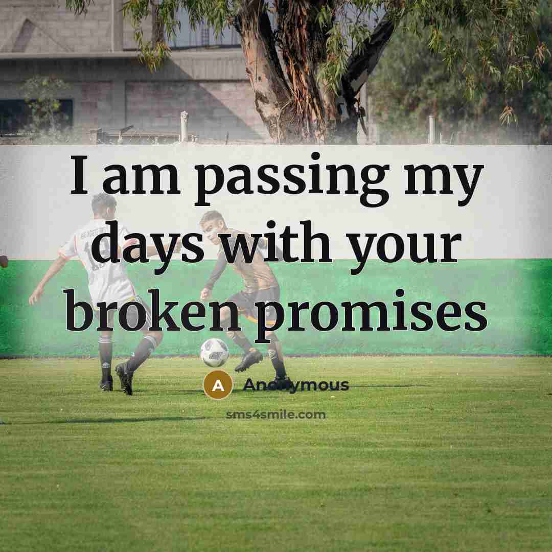 “I am passing my days with your broken promises” quote by Anonymous