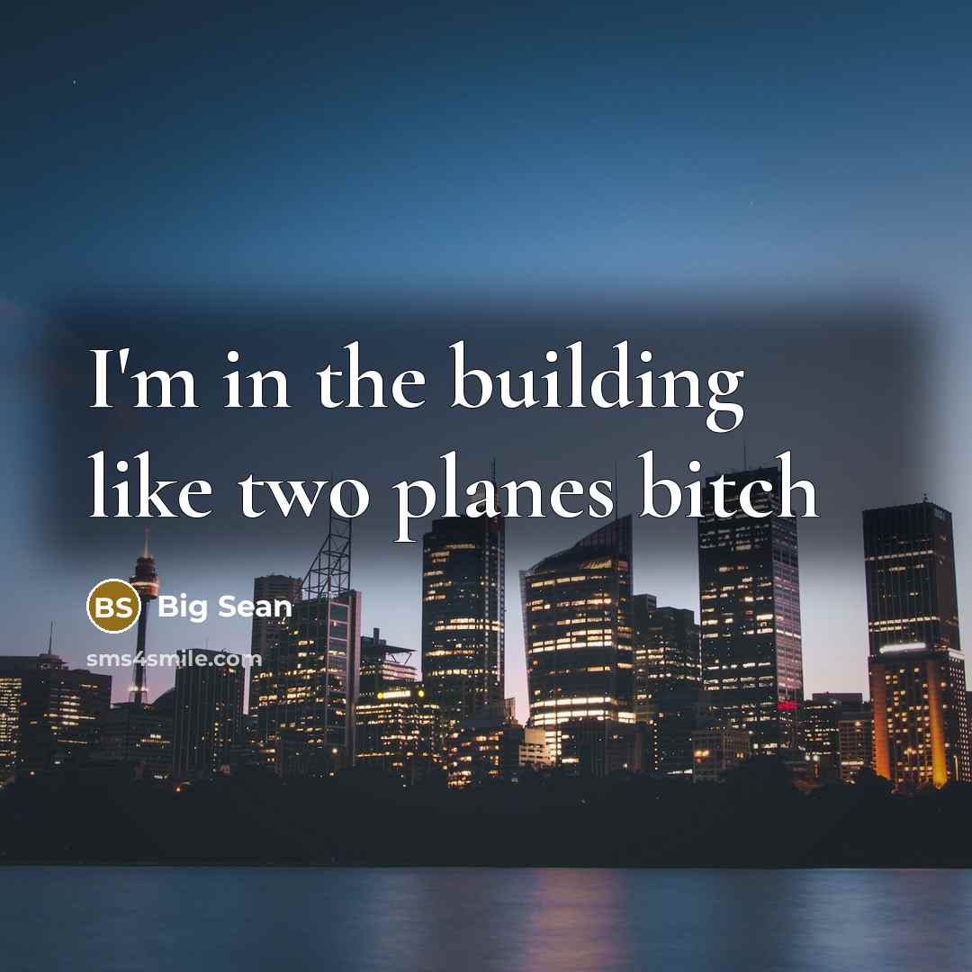 “I'm in the building like two planes bitch” quote by Big Sean