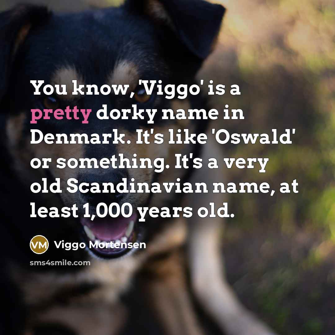 “You know, 'Viggo' is a pretty dorky name in Denmark. It's like 'Oswald' or something. It's a very old Scandinavian name, at least 1,000 years old.” quote by Viggo Mortensen
