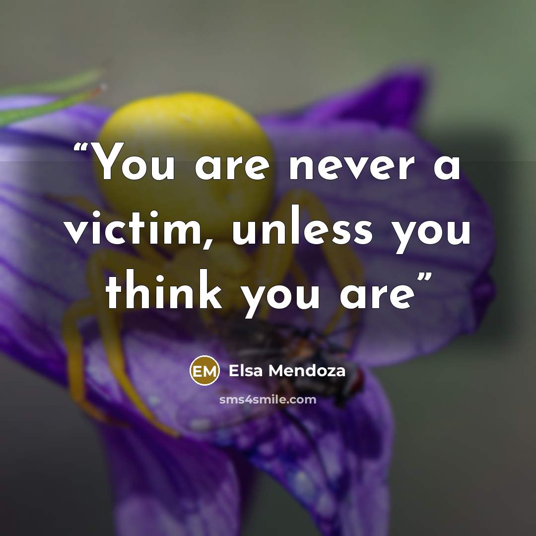 “You are never a victim, unless you think you are” quote by Elsa Mendoza