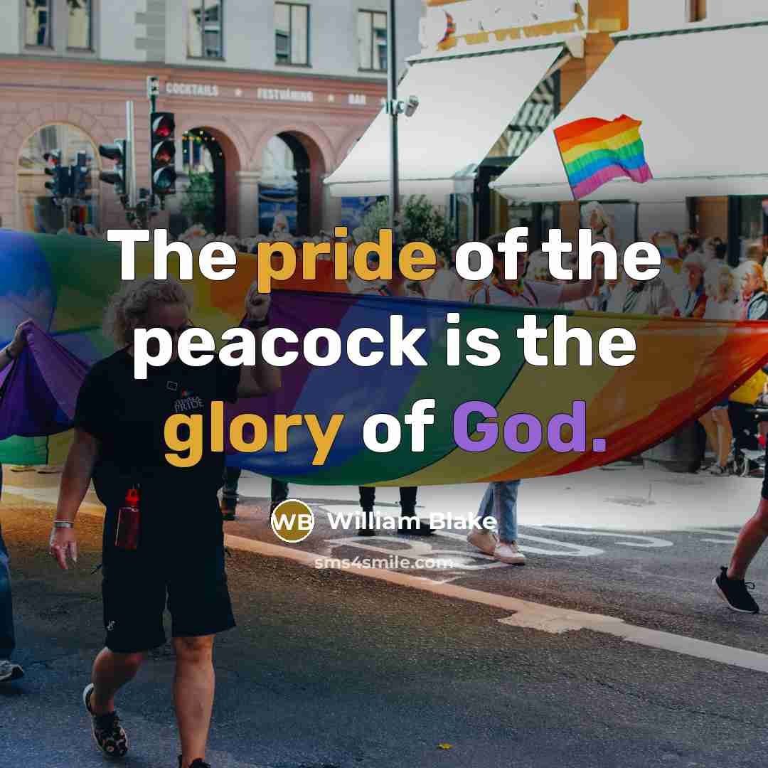 “The pride of the peacock is the glory of God.” quote by William Blake