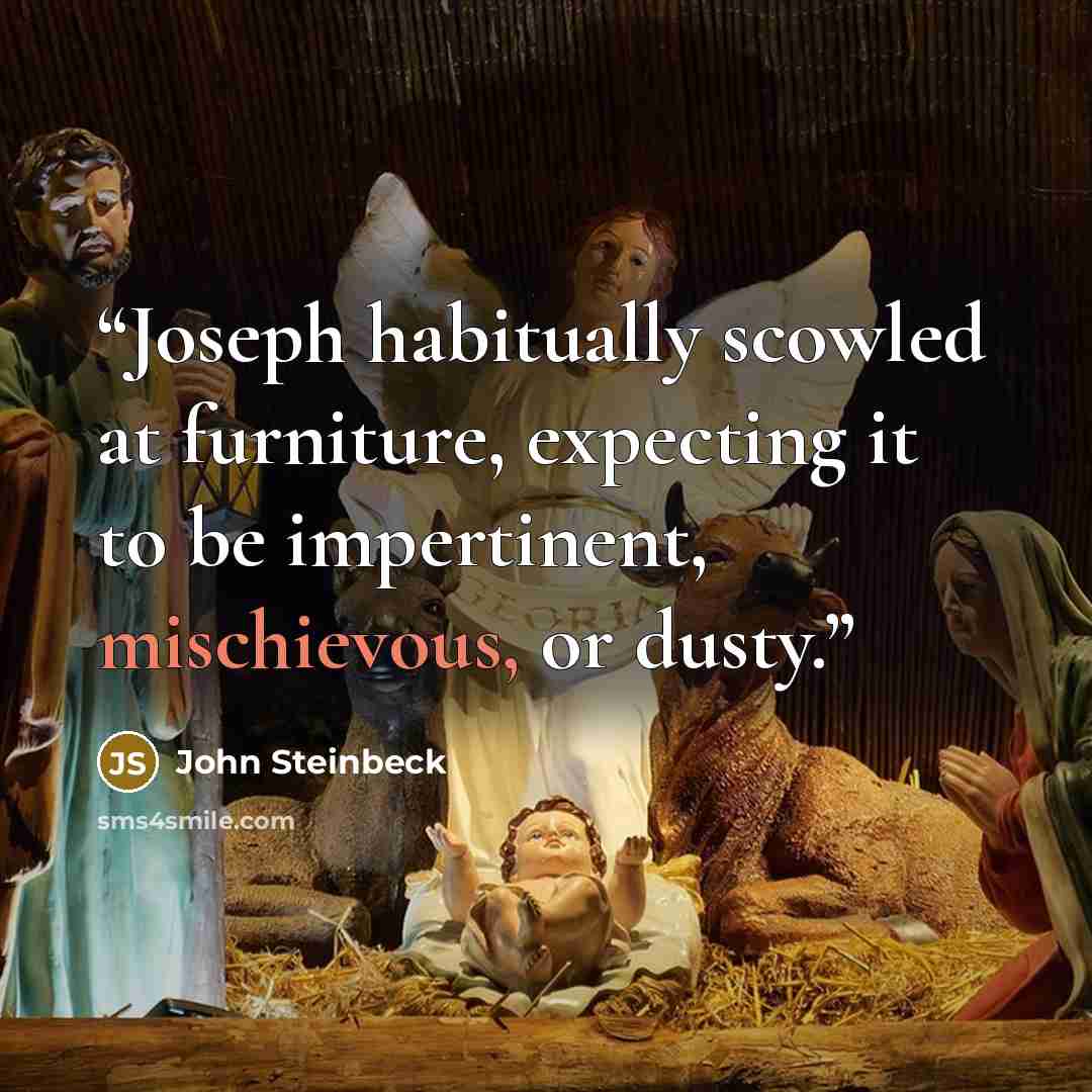 “Joseph habitually scowled at furniture, expecting it to be impertinent, mischievous, or dusty.” quote by John Steinbeck