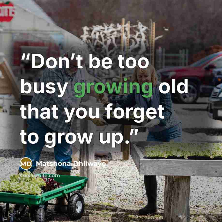 “Don’t be too busy growing old that you forget to grow up.” quote by Matshona Dhliwayo