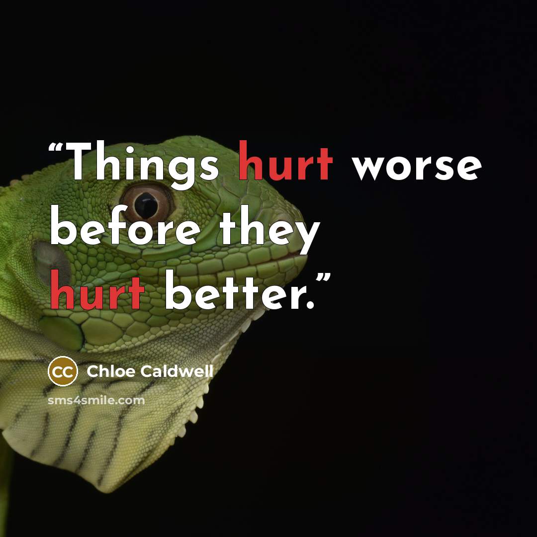 “Things hurt worse before they hurt better.” quote by Chloe Caldwell