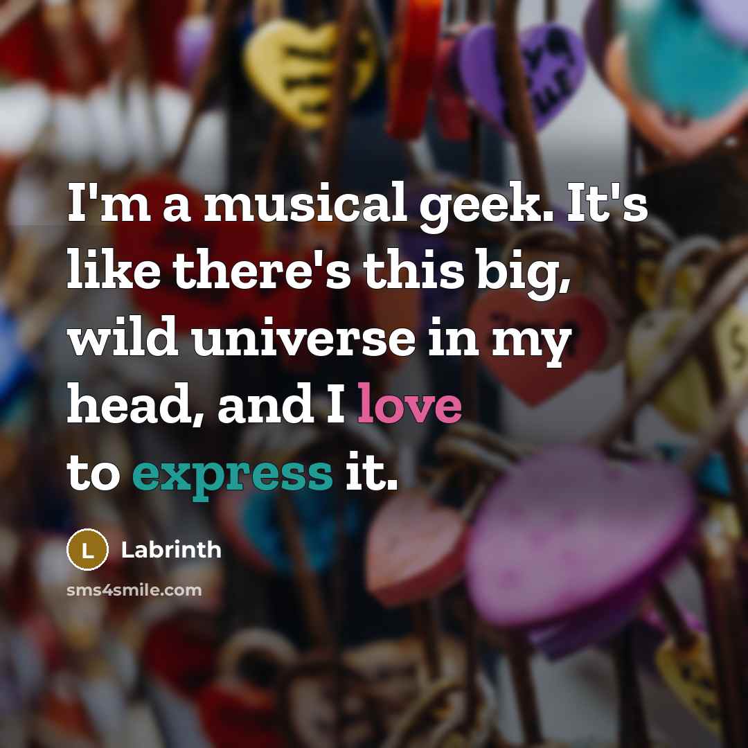 “I'm a musical geek. It's like there's this big, wild universe in my head, and I love to express it.” quote by Labrinth