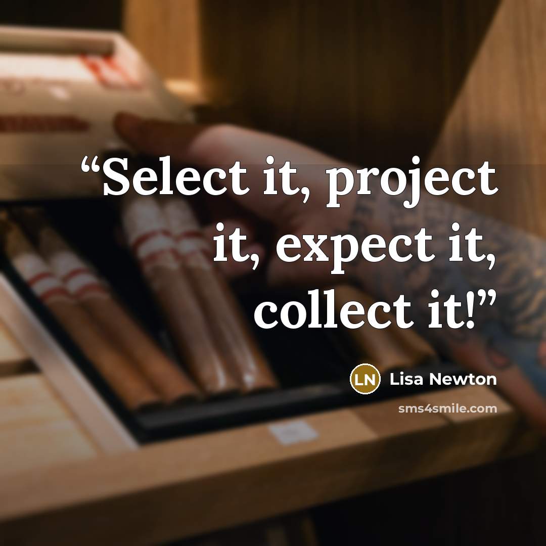 “Select it, project it, expect it, collect it!” quote by Lisa Newton
