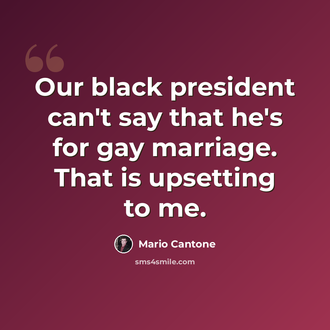 “Our black president can't say that he's for gay marriage. That is upsetting to me.” quote by Mario Cantone