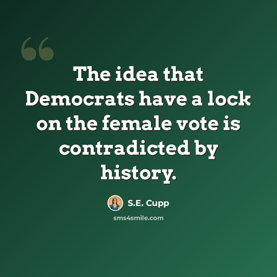“The idea that Democrats have a lock on the female vote is contradicted by history.” quote by S.E. Cupp