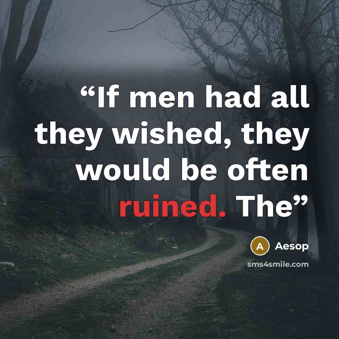“If men had all they wished, they would be often ruined. The” quote by Aesop