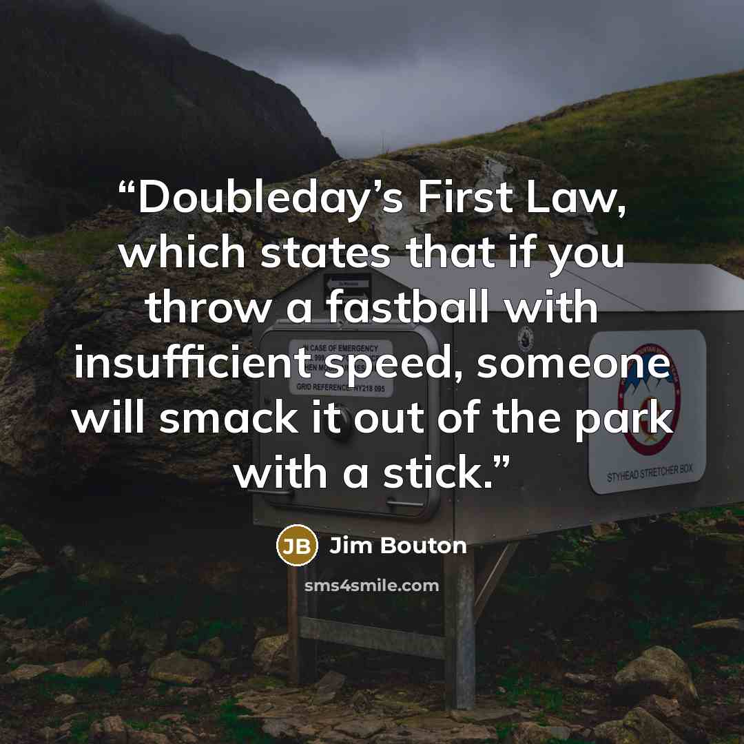 “Doubleday’s First Law, which states that if you throw a fastball with insufficient speed, someone will smack it out of the park with a stick.” quote by Jim Bouton