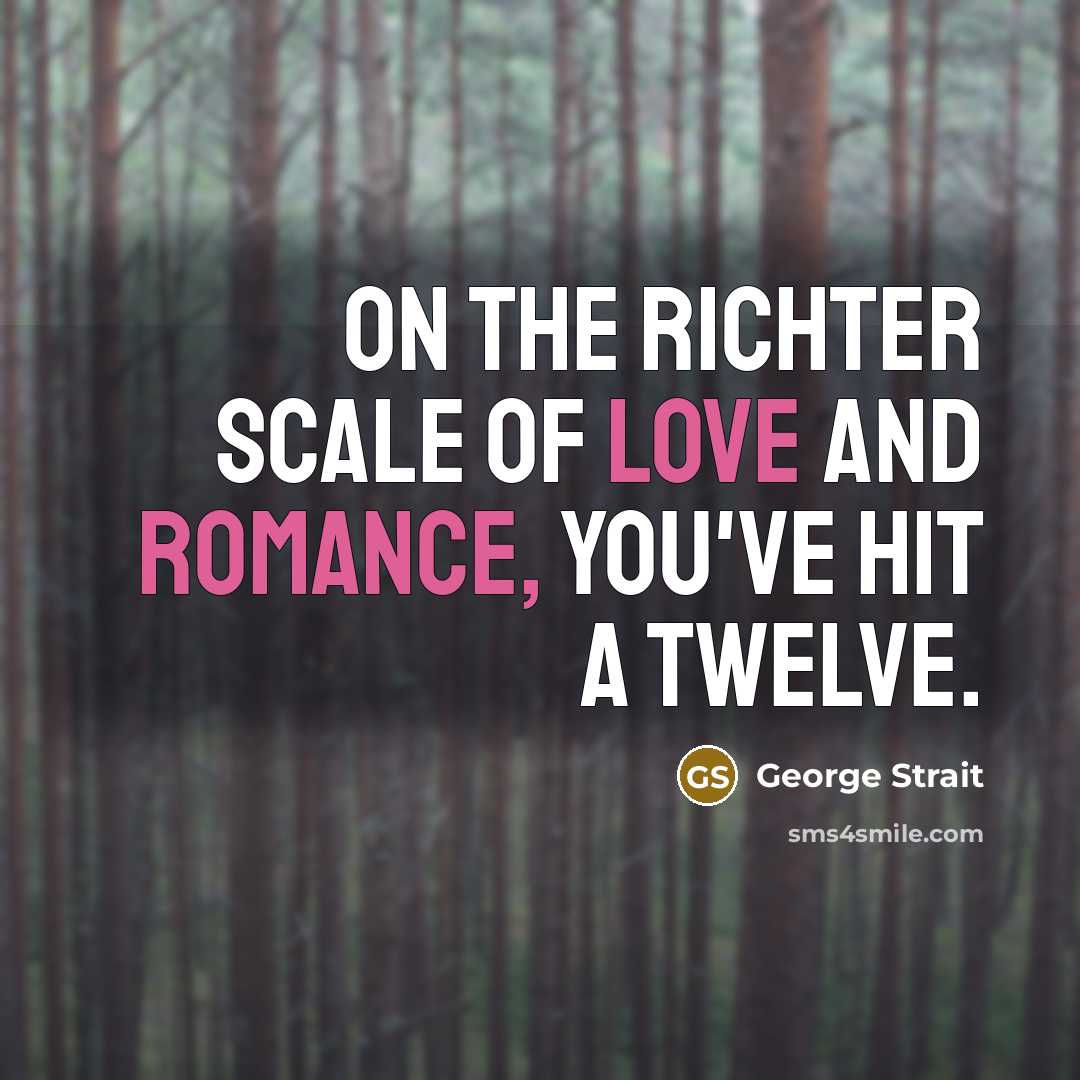 “On the Richter scale of love and romance, you've hit a twelve.” quote by George Strait