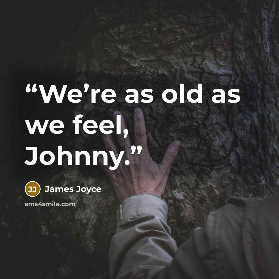 “We’re as old as we feel, Johnny.” quote by James Joyce