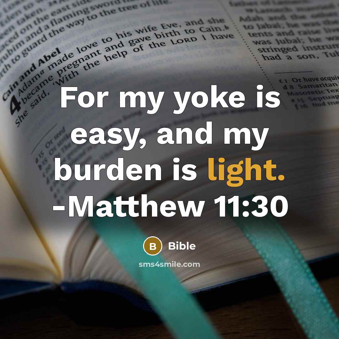 “For my yoke is easy, and my burden is light. -Matthew 11:30” quote by Bible