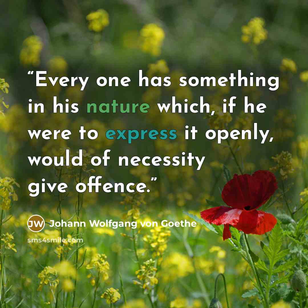 “Every one has something in his nature which, if he were to express it openly, would of necessity give offence.” quote by Johann Wolfgang von Goethe