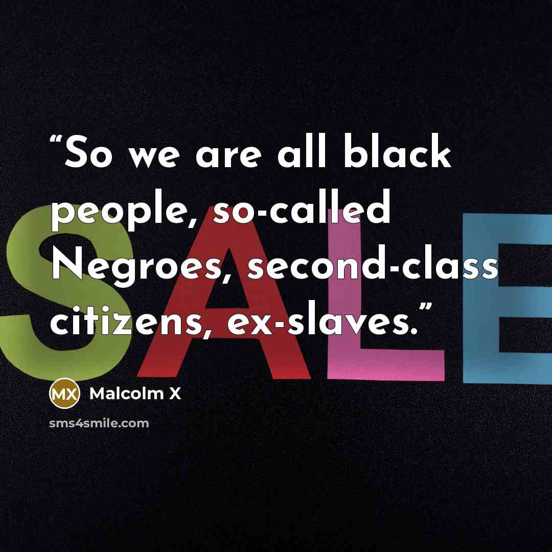 “So we are all black people, so-called Negroes, second-class citizens, ex-slaves.” quote by Malcolm X