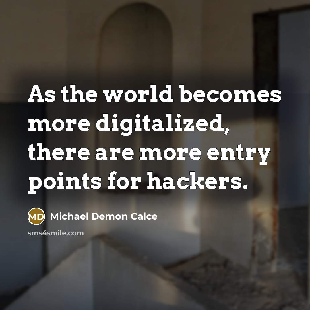 “As the world becomes more digitalized, there are more entry points for hackers.” quote by Michael Demon Calce