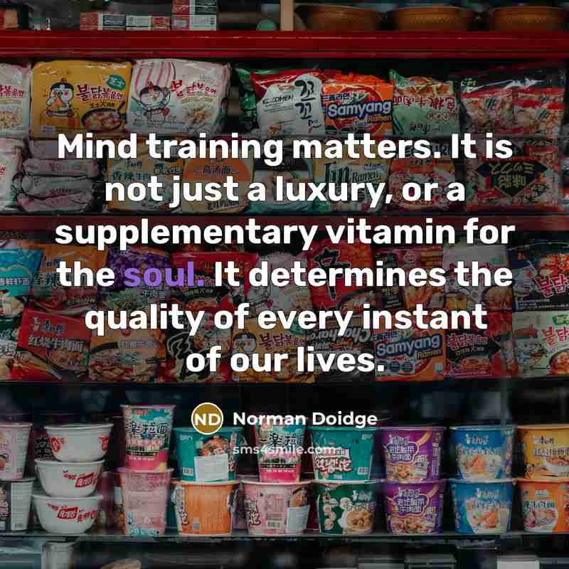 “Mind training matters. It is not just a luxury, or a supplementary vitamin for the soul. It determines the quality of every instant of our lives.” quote by Norman Doidge