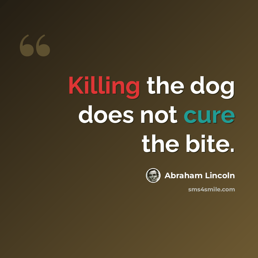 “Killing the dog does not cure the bite.” quote by Abraham Lincoln