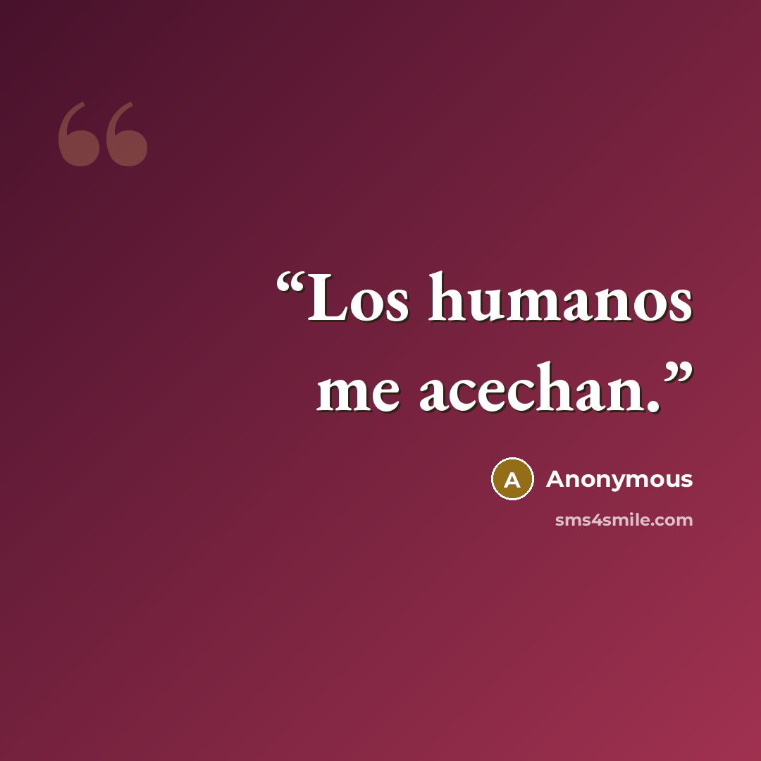 “Los humanos me acechan.” quote by Anonymous