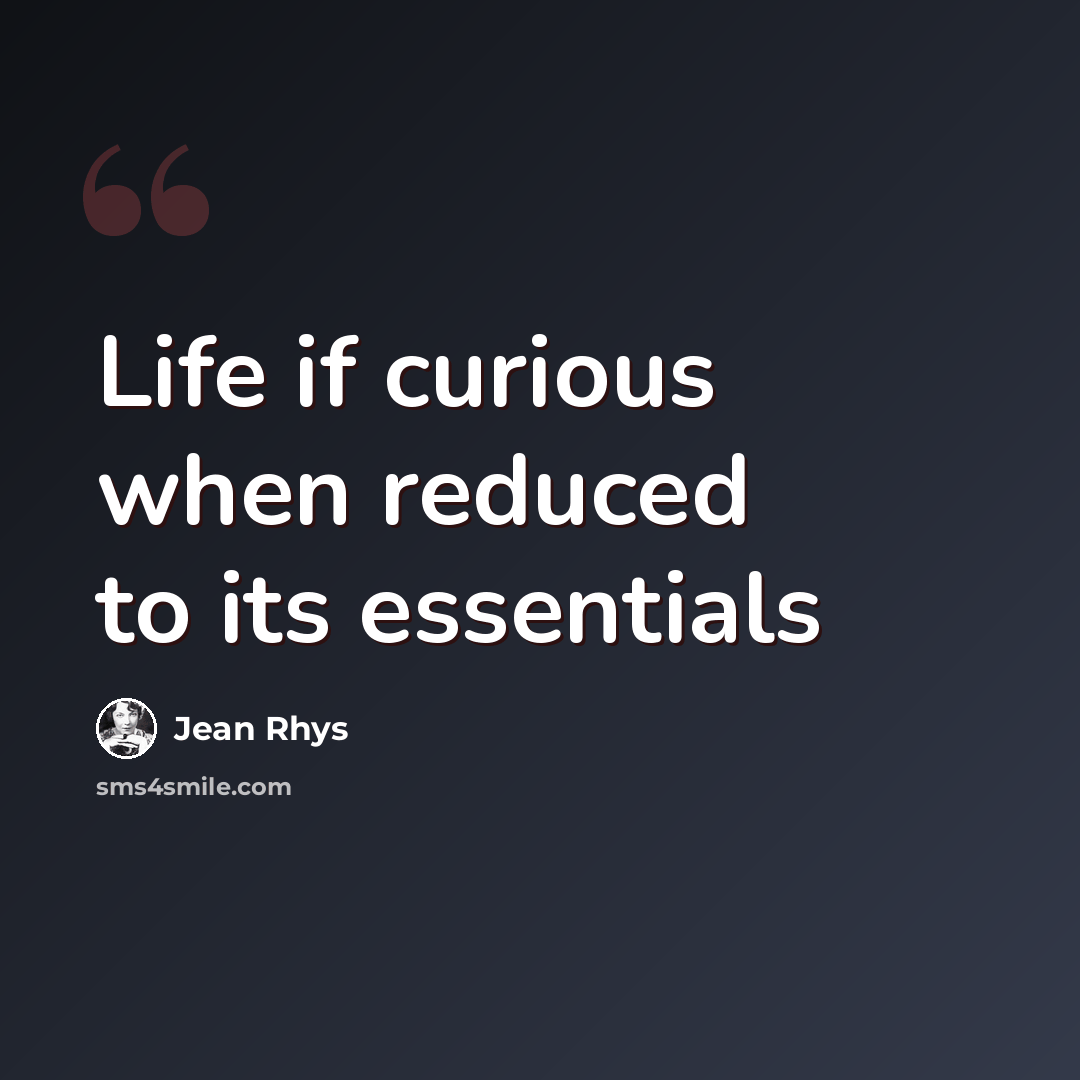 “Life if curious when reduced to its essentials” quote by Jean Rhys