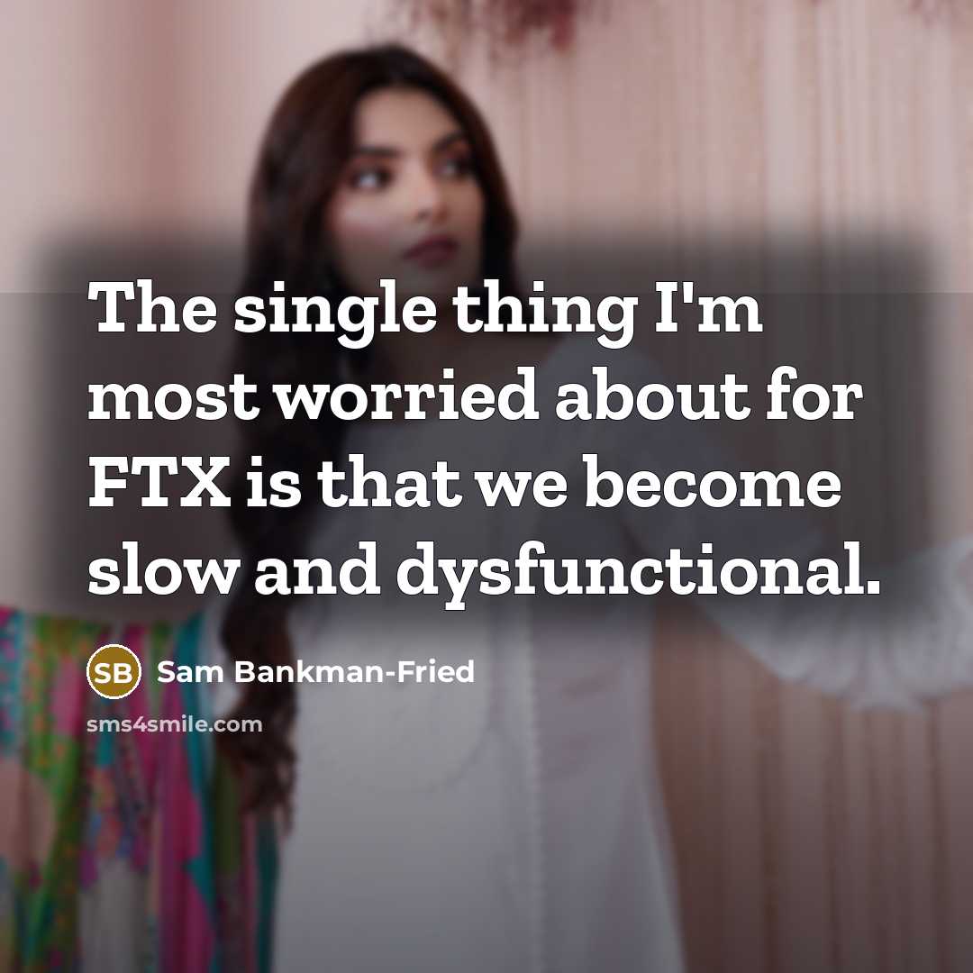 “The single thing I'm most worried about for FTX is that we become slow and dysfunctional.” quote by Sam Bankman-Fried