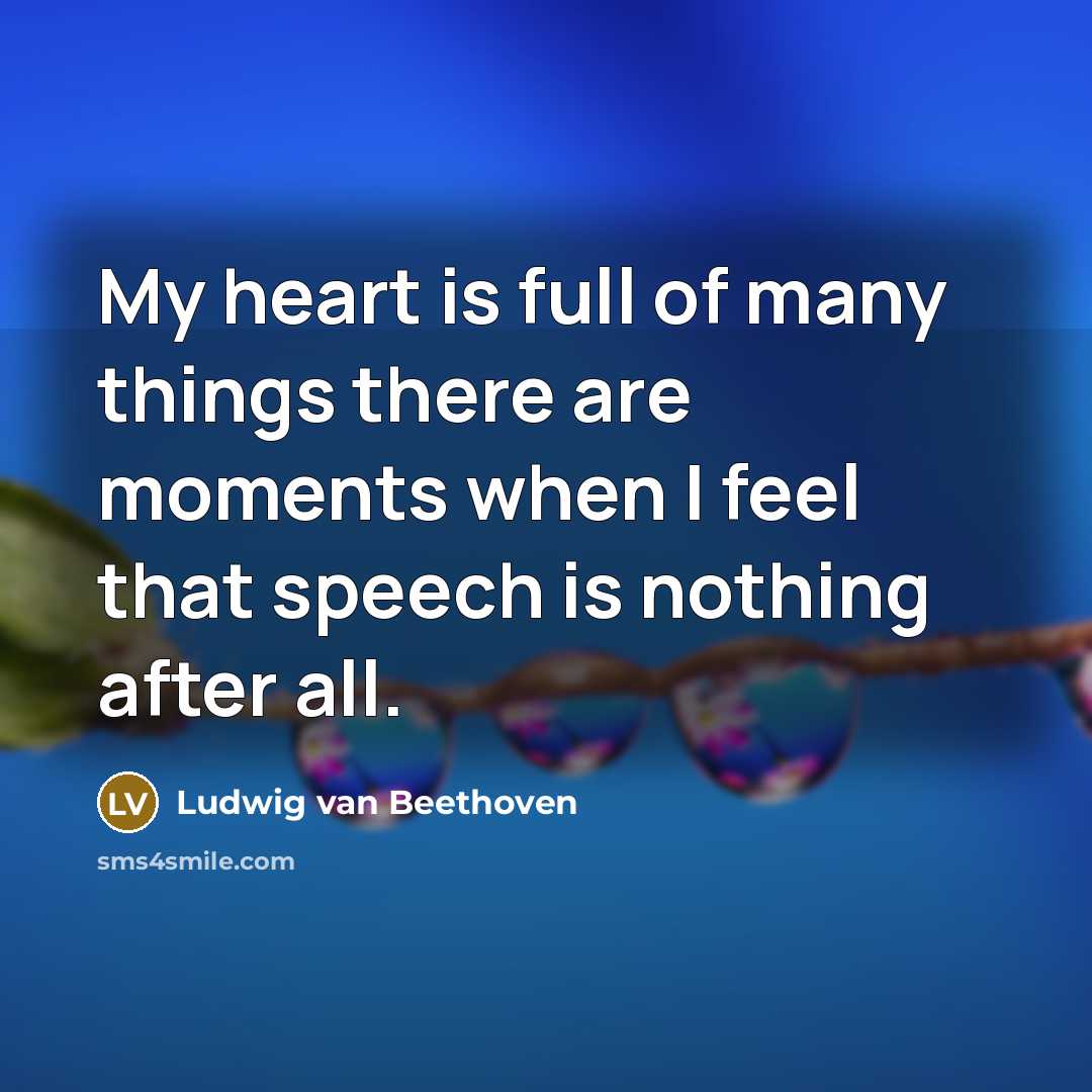 “My heart is full of many things there are moments when I feel that speech is nothing after all.” quote by Ludwig van Beethoven