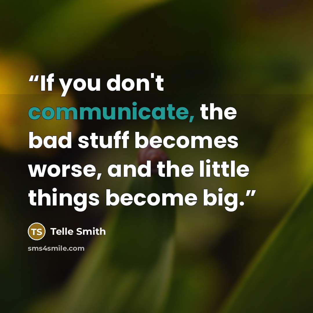 “If you don't communicate, the bad stuff becomes worse, and the little things become big.” quote by Telle Smith
