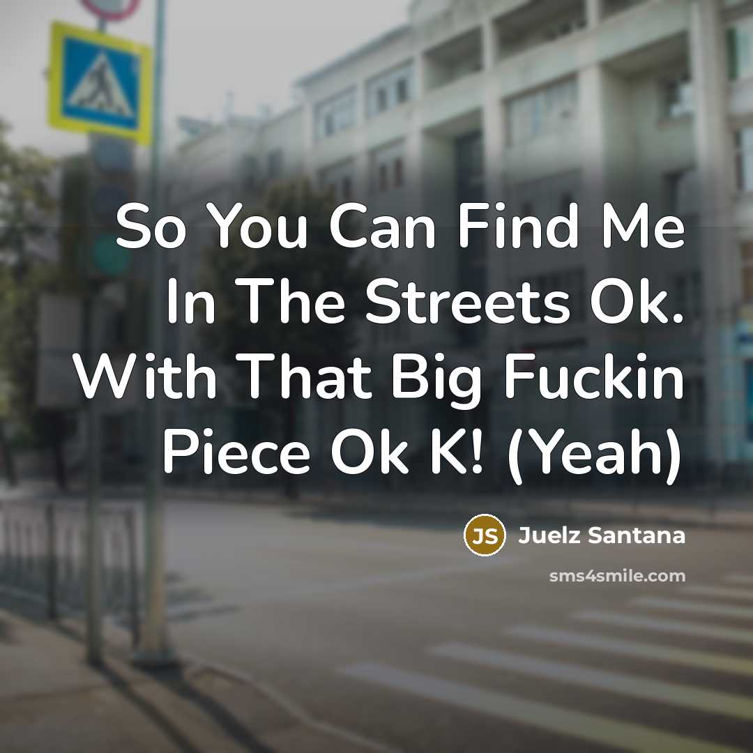 “So You Can Find Me In The Streets Ok. With That Big Fuckin Piece Ok K! (Yeah)” quote by Juelz Santana