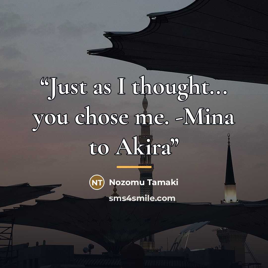 “Just as I thought... you chose me. -Mina to Akira” quote by Nozomu Tamaki