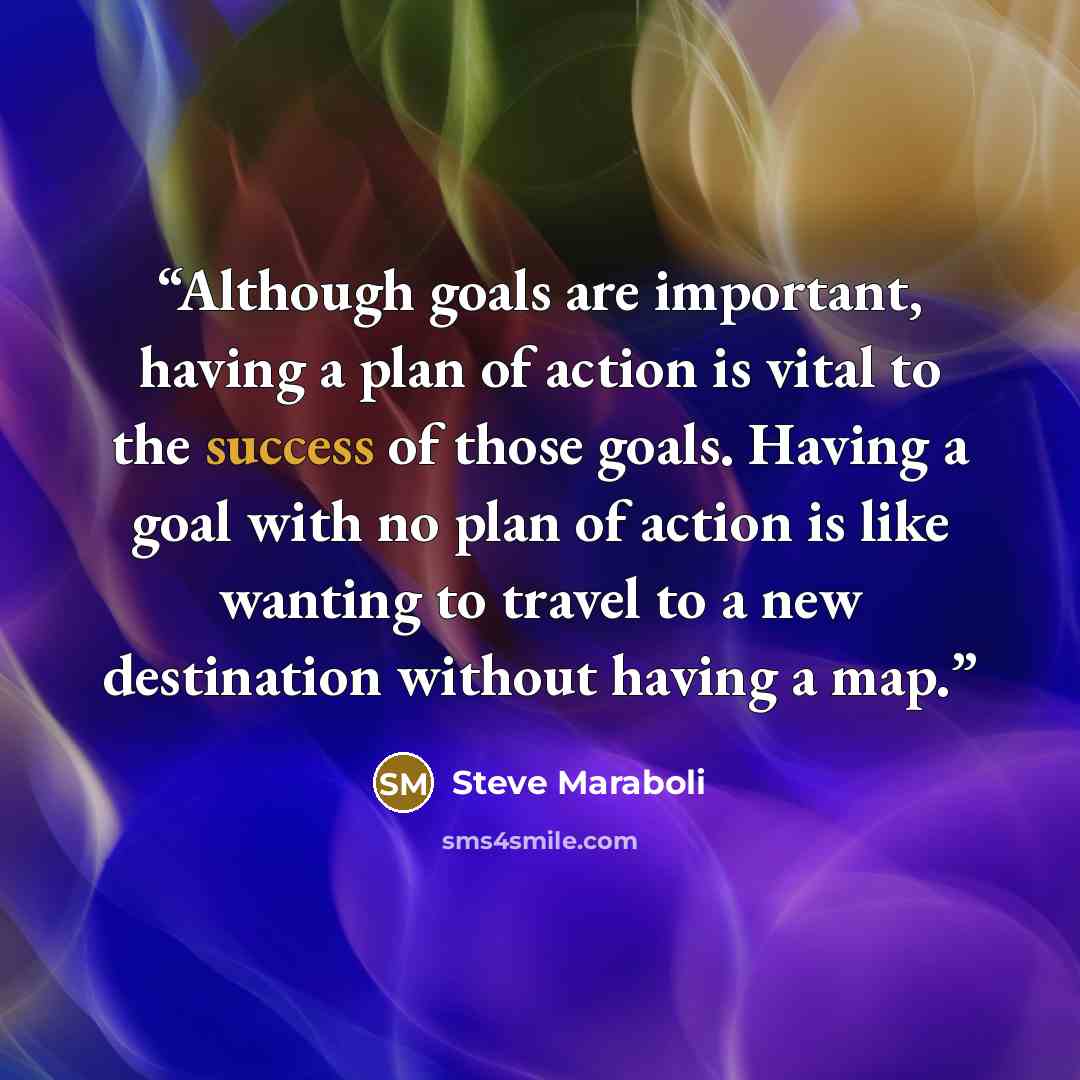 “Although goals are important, having a plan of action is vital to the success of those goals. Having a goal with no plan of action is like wanting to travel to a new destination without having a map.” quote by Steve Maraboli