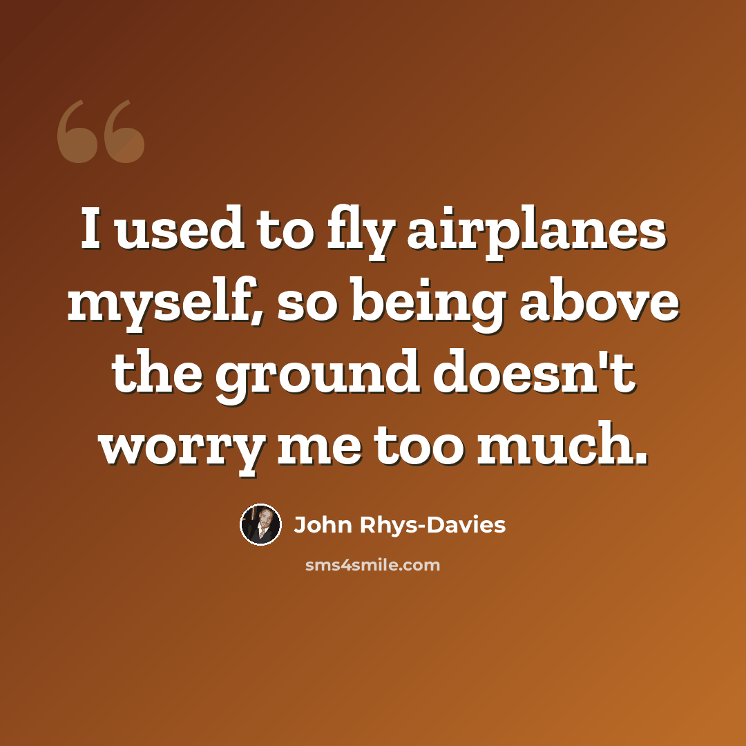 “I used to fly airplanes myself, so being above the ground doesn't worry me too much.” quote by John Rhys-Davies